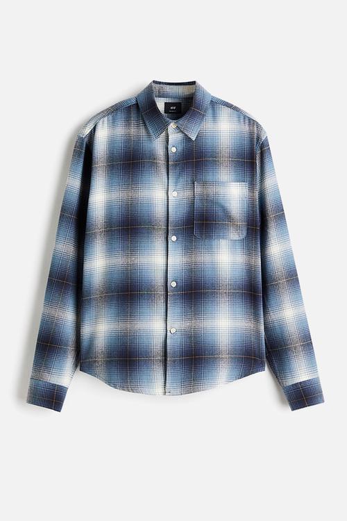 Loose fit flannel shirt -  blue/checked