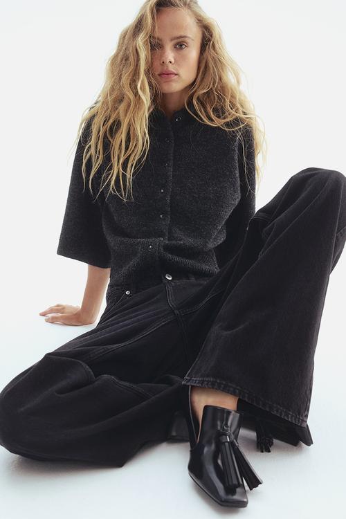 Collared cardigan - dark grey