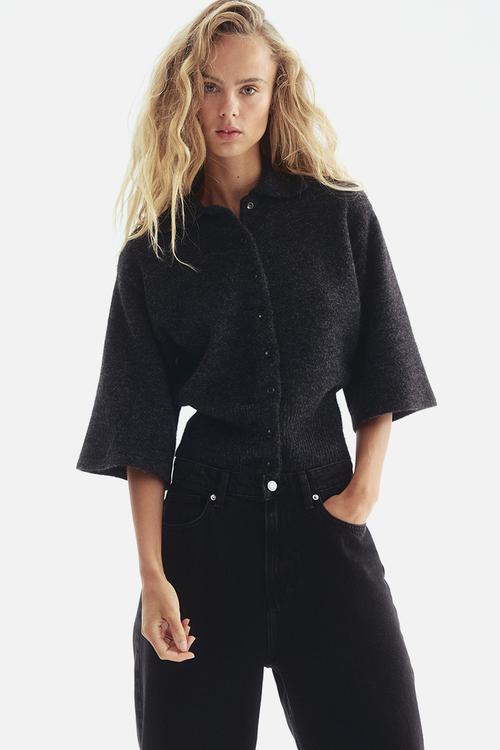 Collared cardigan - dark grey