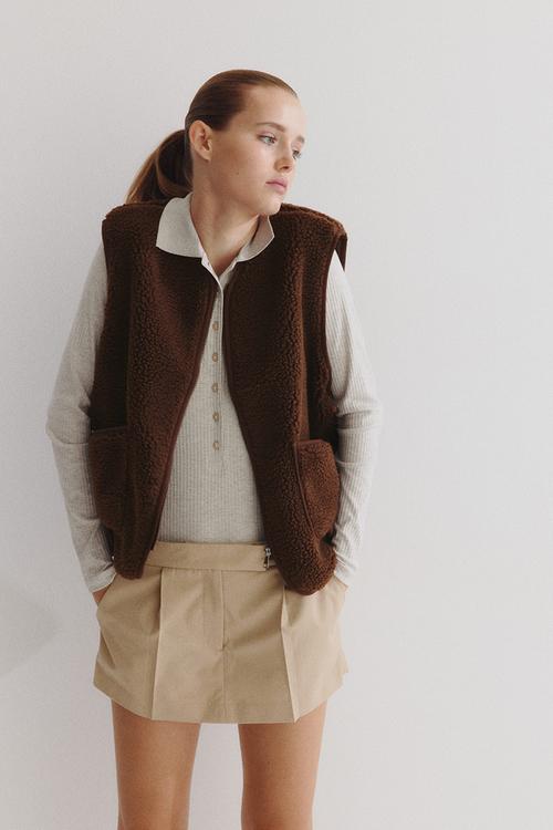 Teddy gilet - dark brown