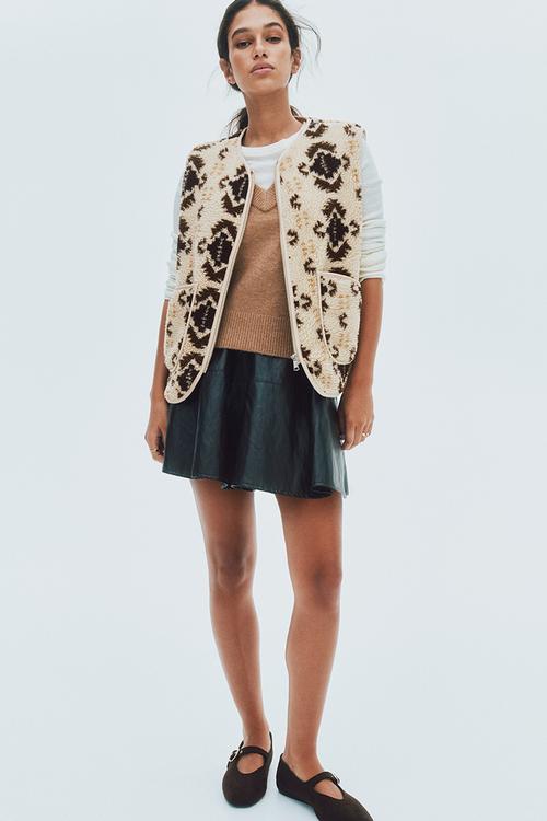 Teddy gilet - beige/patterned