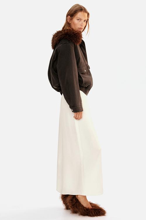 Oversized collared jacket - dark brown