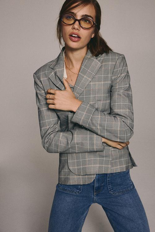 Single-breasted blazer - grey/checked
