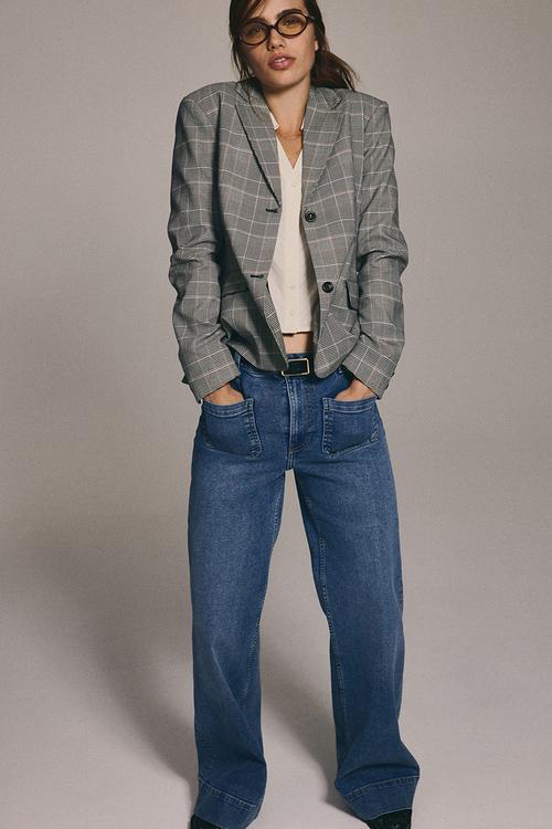 Single-breasted blazer - grey/checked