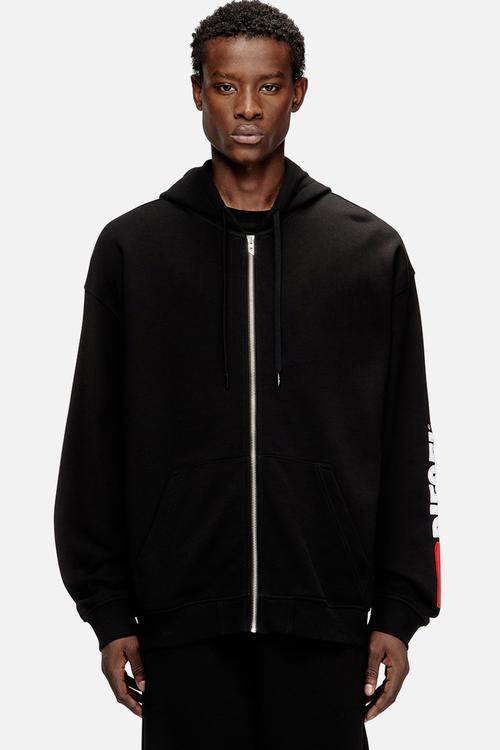 S-boxt-zip-hood-div - black