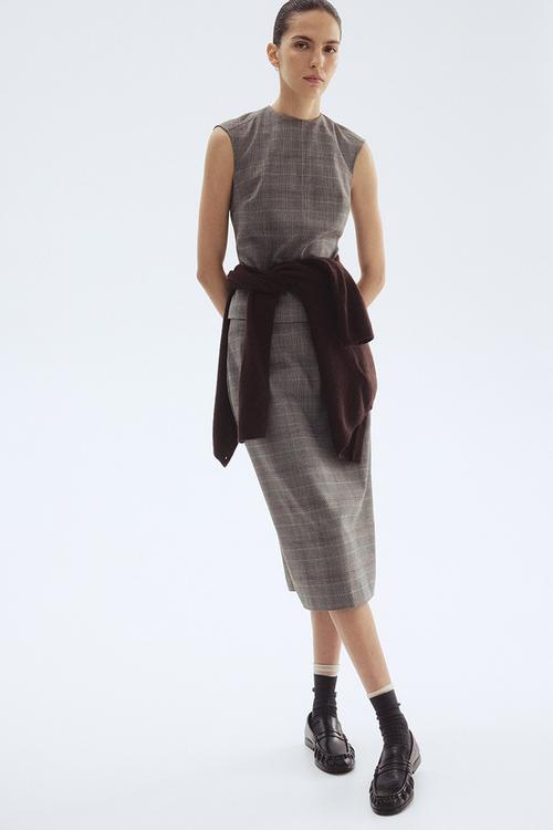 Pencil skirt - grey dogtooth pattern