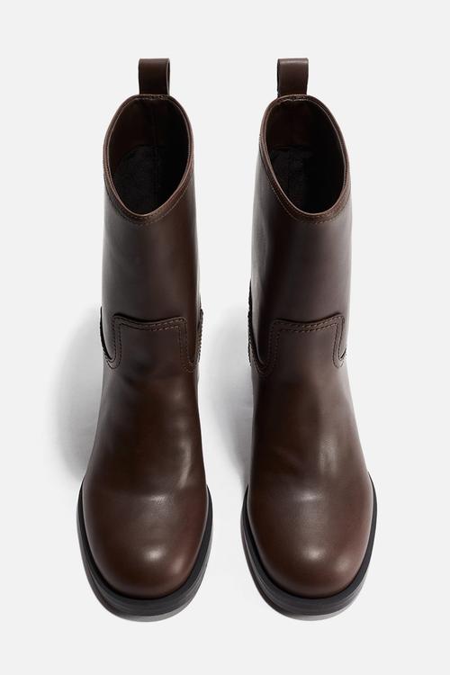 Block-heeled ankle boots - dark brown