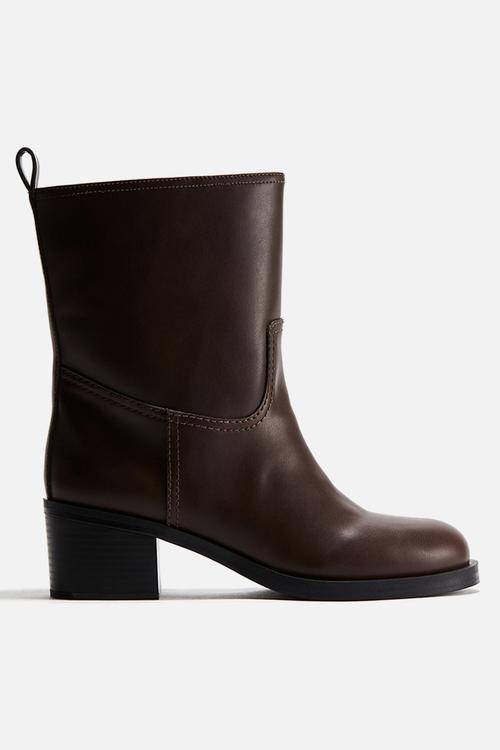 Block-heeled ankle boots - dark brown