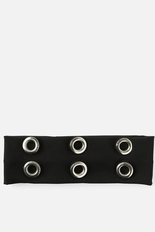 Soft headband - black/silver eyelet