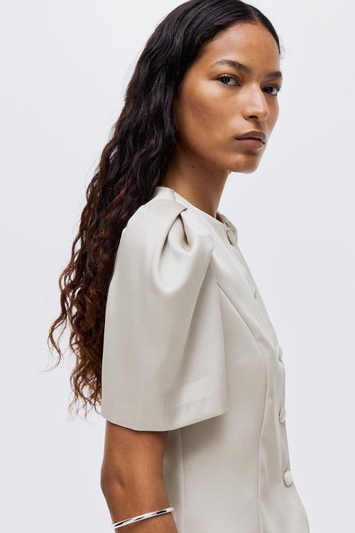 Puff-sleeved blouse - light greige