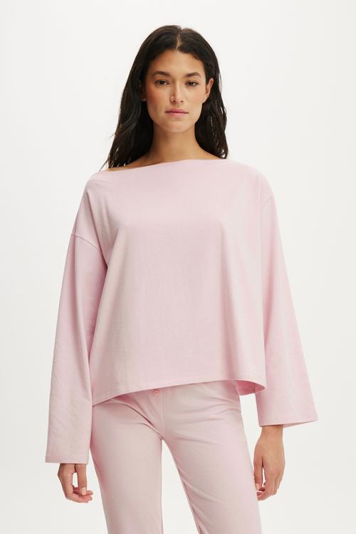 Dreamy soft boatneck long sleeve - pink kiss