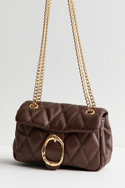 Carrie Quilted Shoul Bag - Brown