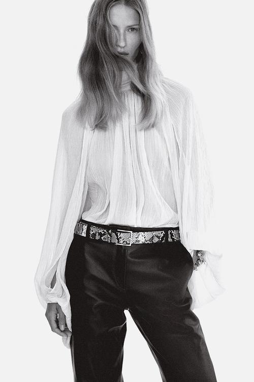 Tie-neck blouse - powder pink