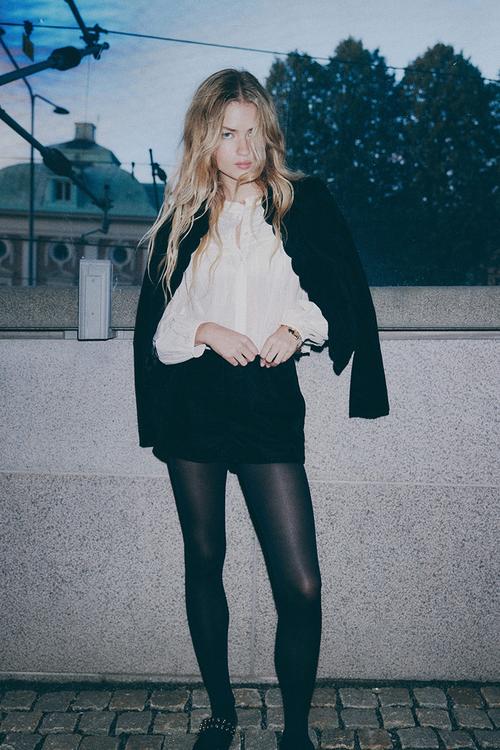 Flocked denim jacket - black