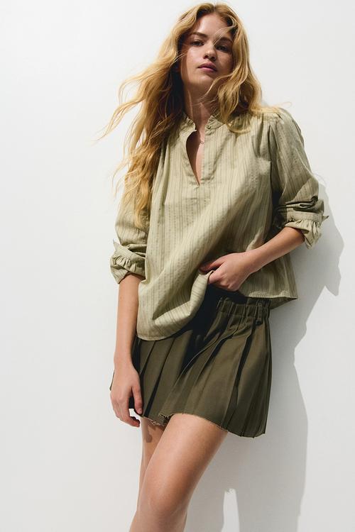 Cotton blouse - light dusty green