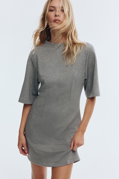 Scuba mini dress - grey marl