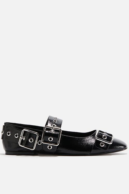 Buckle-detail mary janes - black