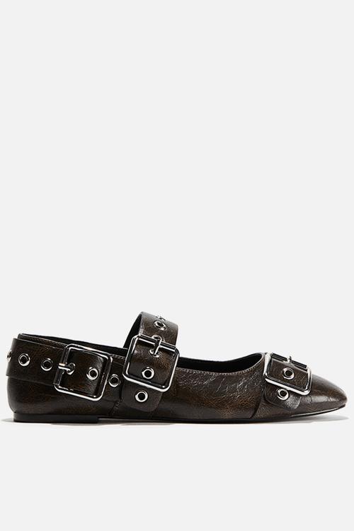 Buckle-detail mary janes - black