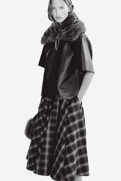 Circular cotton skirt - dark grey checked