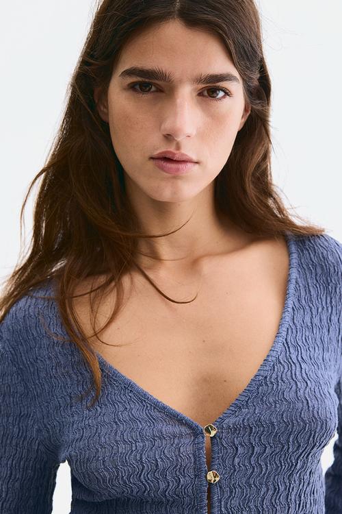 Overlock-detail cardigan - pigeon blue