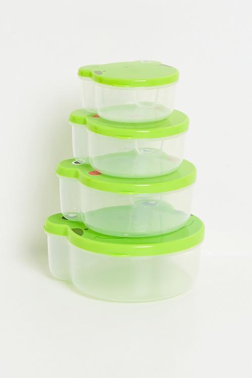 Frog food storage set of 4 - Green