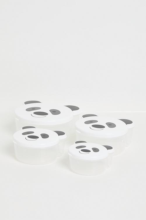 Panda food storage set of 4 - White