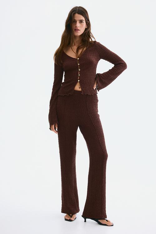 Overlock-detail cardigan - brown