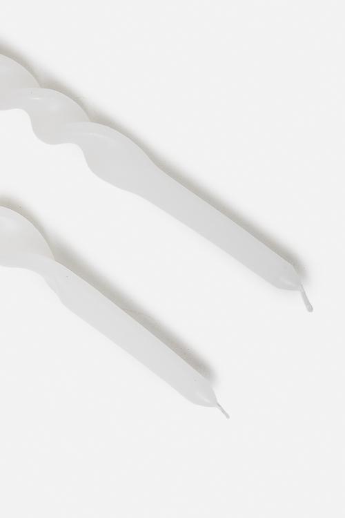Twisted Candle Set of 2 - White