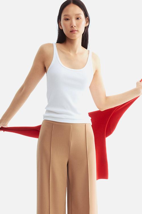 Crease-front trousers - dark beige