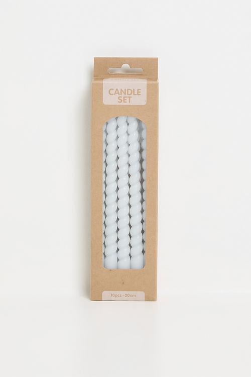 Twisted 20cm dinner candle set of 10 - Grey