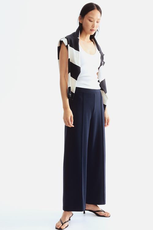 Crease-front trousers - navy blue
