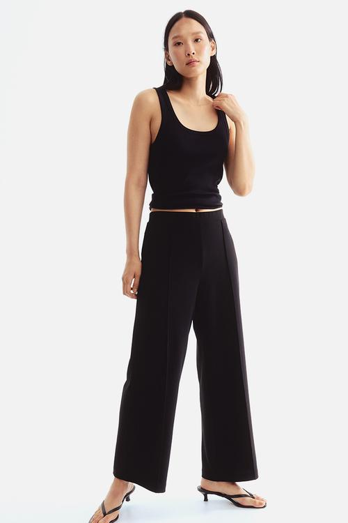 Crease-front trousers - black