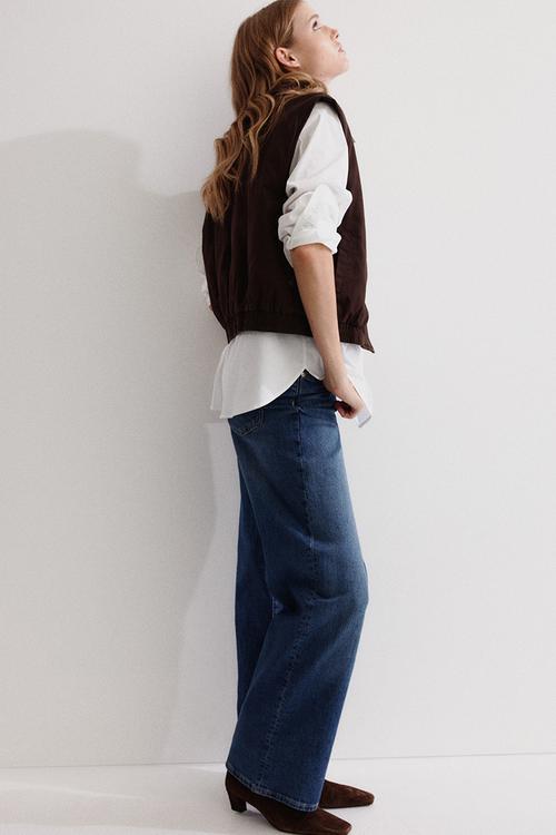 Corduroy-collar gilet - dark brown