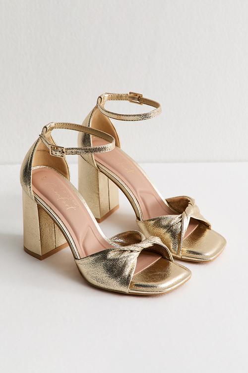Winding twist vamp heel - gold
