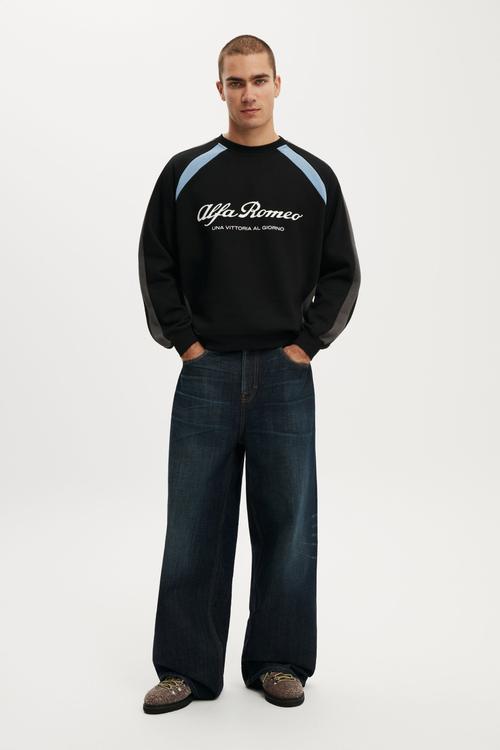 Cropped Fit Alfa Romeo Sweater - Lcn Alf Black/Alfa Romeo - Logo