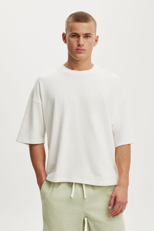 Cropped fit T-shirt - Vintage White Terry 