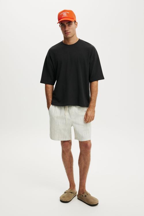 Cropped fit T-shirt - Washed Black Terry 