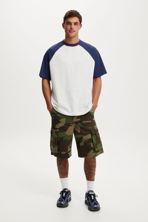 Box Fit T-shirt - White Marle/True Navy