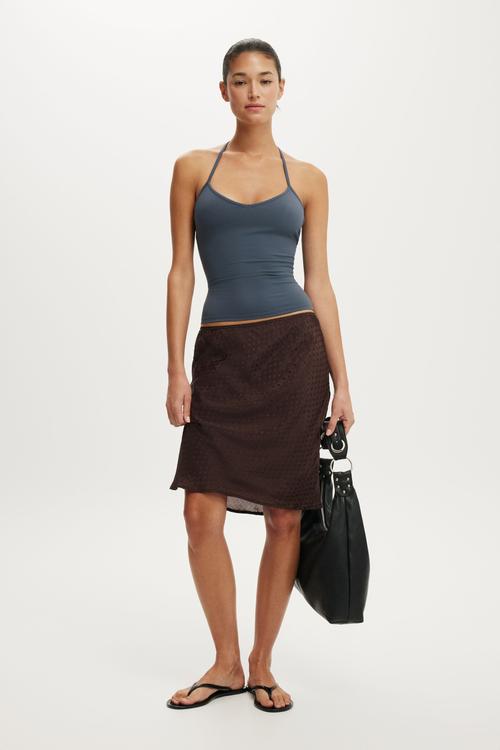 Layla midi slip skirt - dark oak