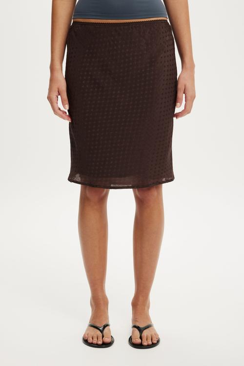 Layla midi slip skirt - dark oak