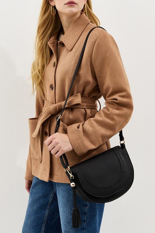 Sian Top Handle Saddle Bag - Black