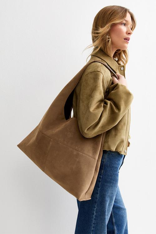 Osize Suky Suedette Panel Hobo Bag - Camel