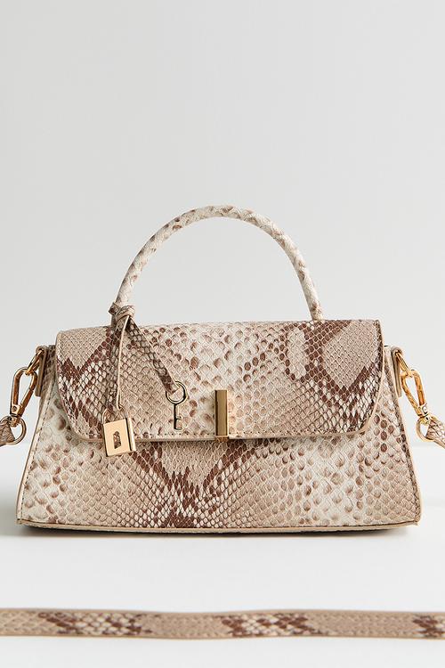 Evie Ew Snake Top Handle Bag - grey