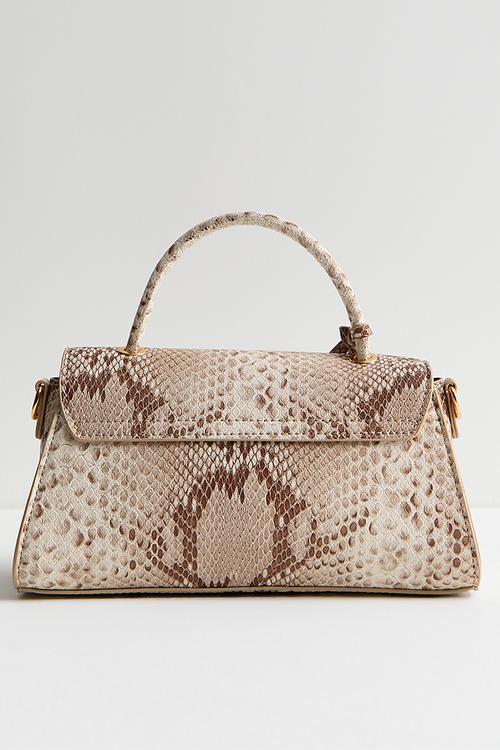 Evie Ew Snake Top Handle Bag - grey
