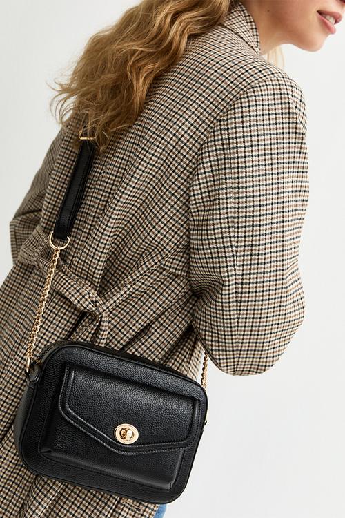 Piped Brandi Crossbody Bag - Black