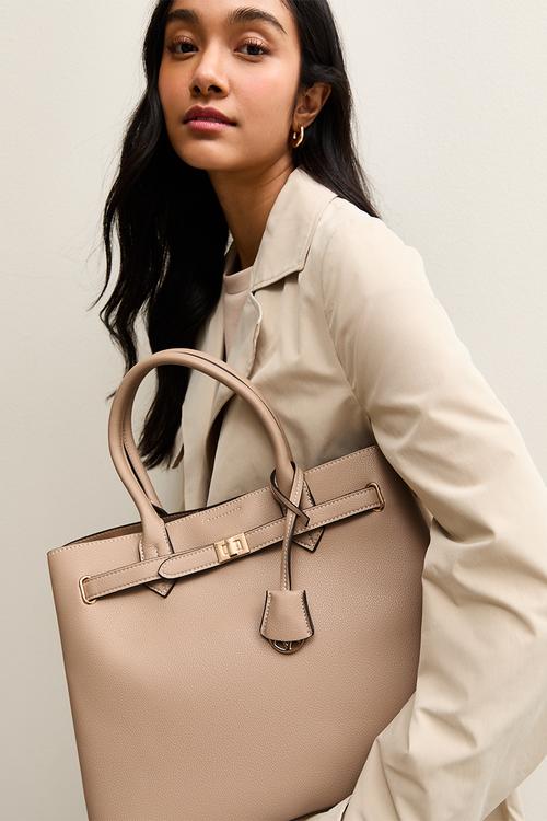 Annie Belted Triple Comp Bag - Mink