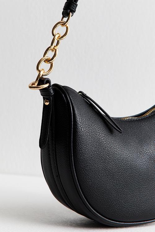 Chrissy Chain Suedette Mini Scoop  Bag-Black