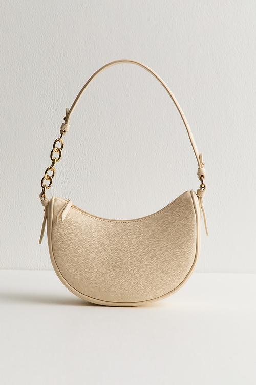 Chrissy Chain Suedette Mini Scoop  Bag - White