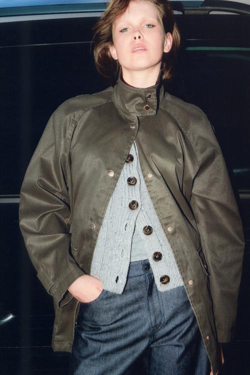 Oversized cargo jacket - dark khaki green
