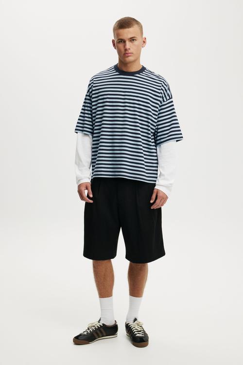 Cropped Fit T-shirt - True Navy/Powder Blue